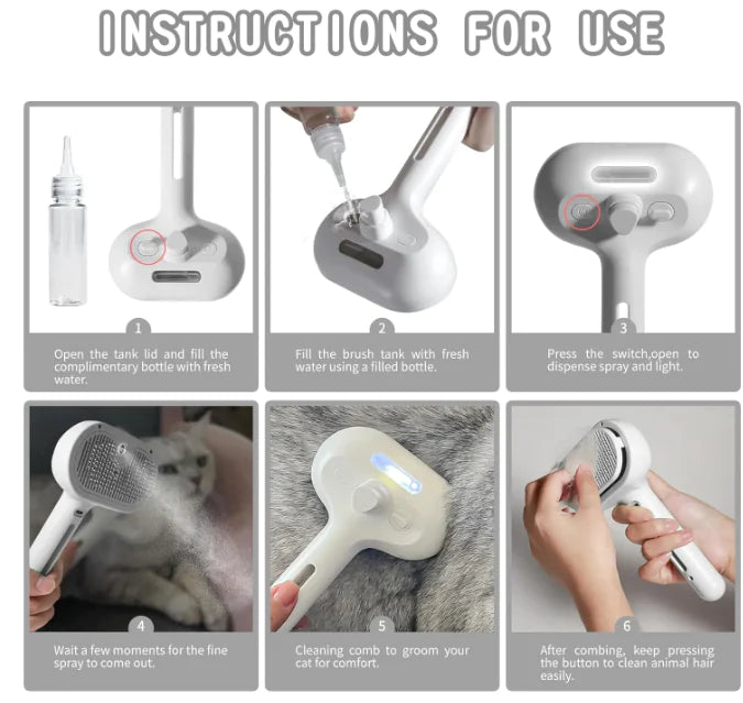 Pet Hair Spray Brush – Spazzola Spray Rimuovi Peli per Divani, Tessuti e Auto